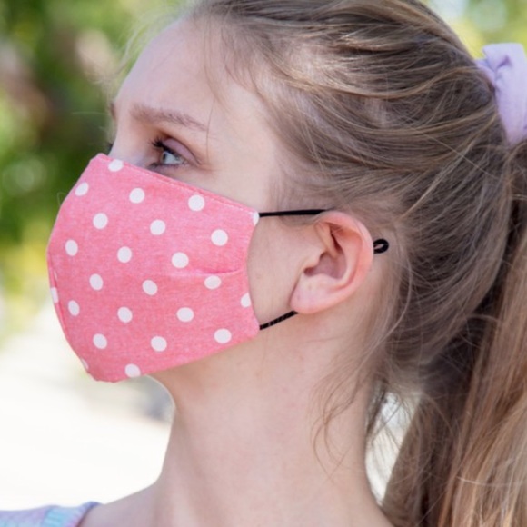 PINK POLKA DOT FILTER PROTECTIVE FACE MASK - Picture 3 of 7